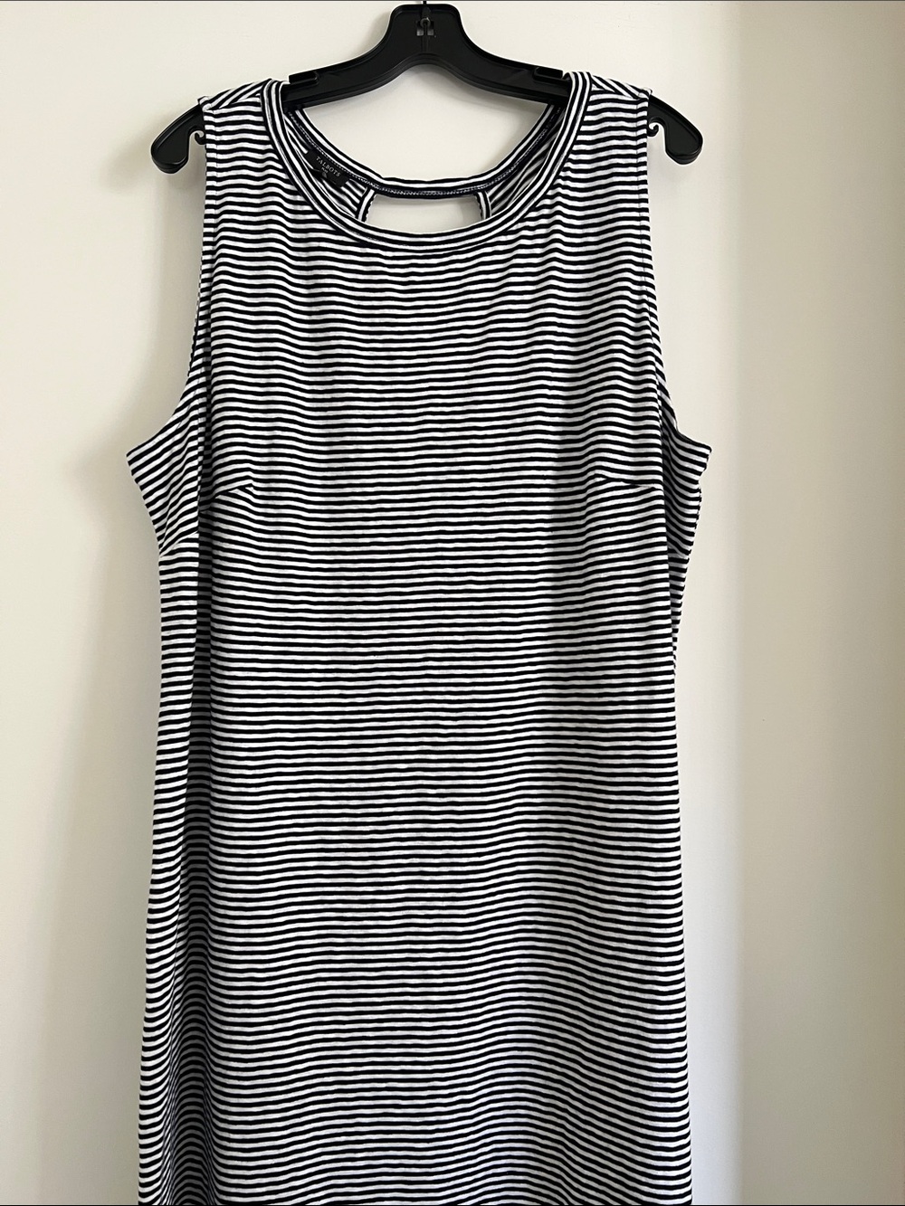 Talbots Sleeveless Striped Tank Dress - Black & White